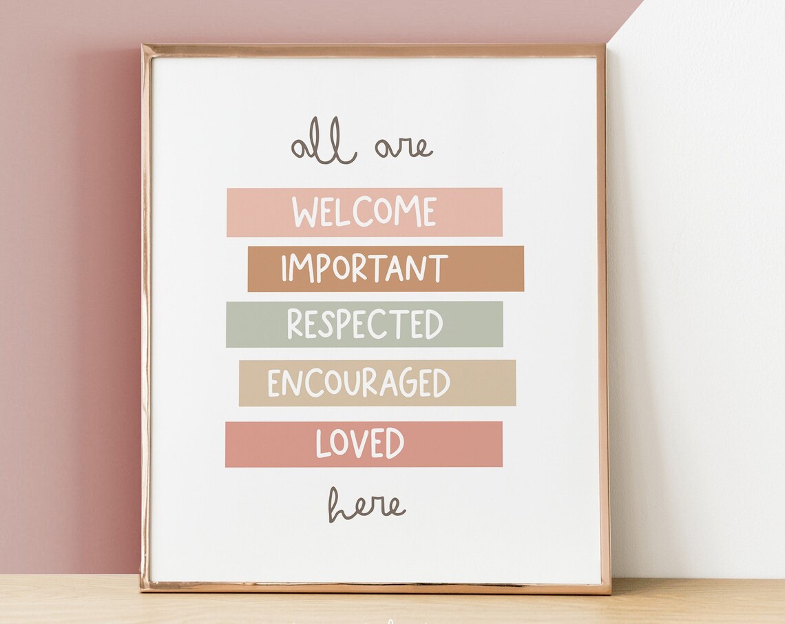 All Are Welcome Neutral Classroom Diversity Poster
