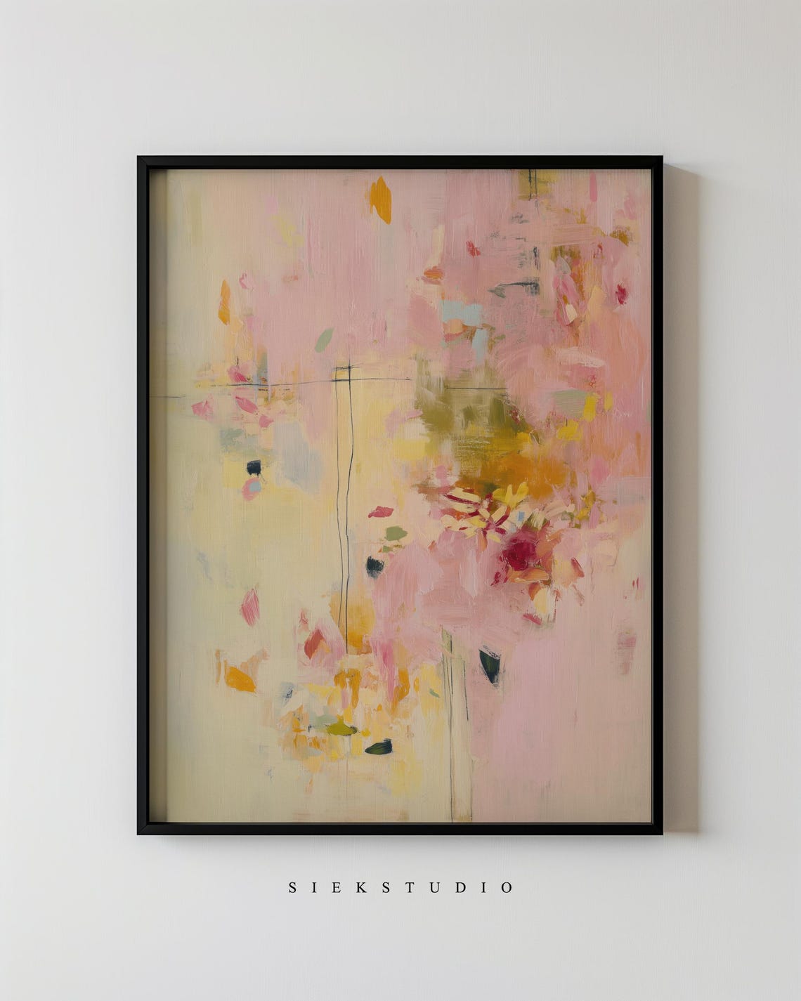 Soft Pink Yellow Abstract Painting Pastel Modern Minimalist Art Print