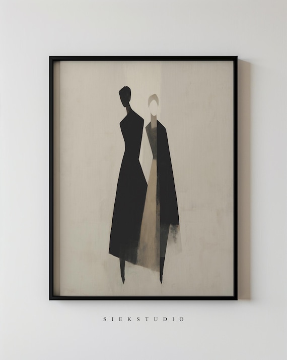 Minimalist Silhouette Women Wall Art Japandi Neutral Abstract Fashion Figure Modern Wabi Sabi Home Contemporary Decor