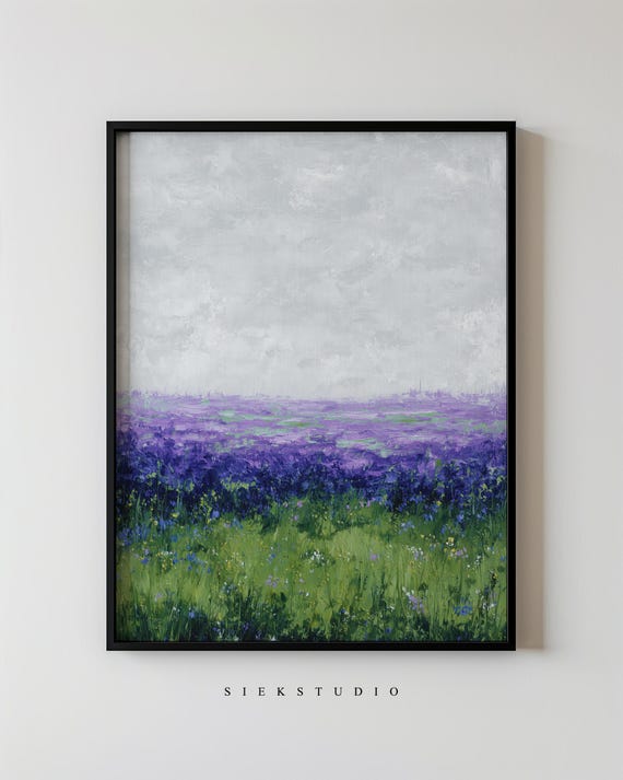 Modern Purple And Green Horizon Painting, Art Print