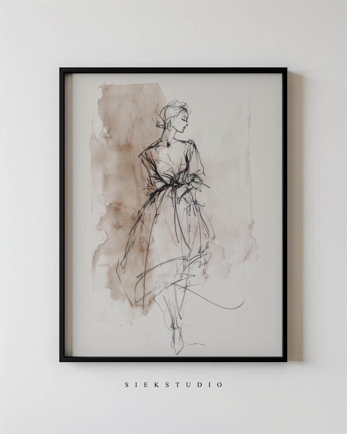 Minimalist Vintage Woman Figurative Line Art Print