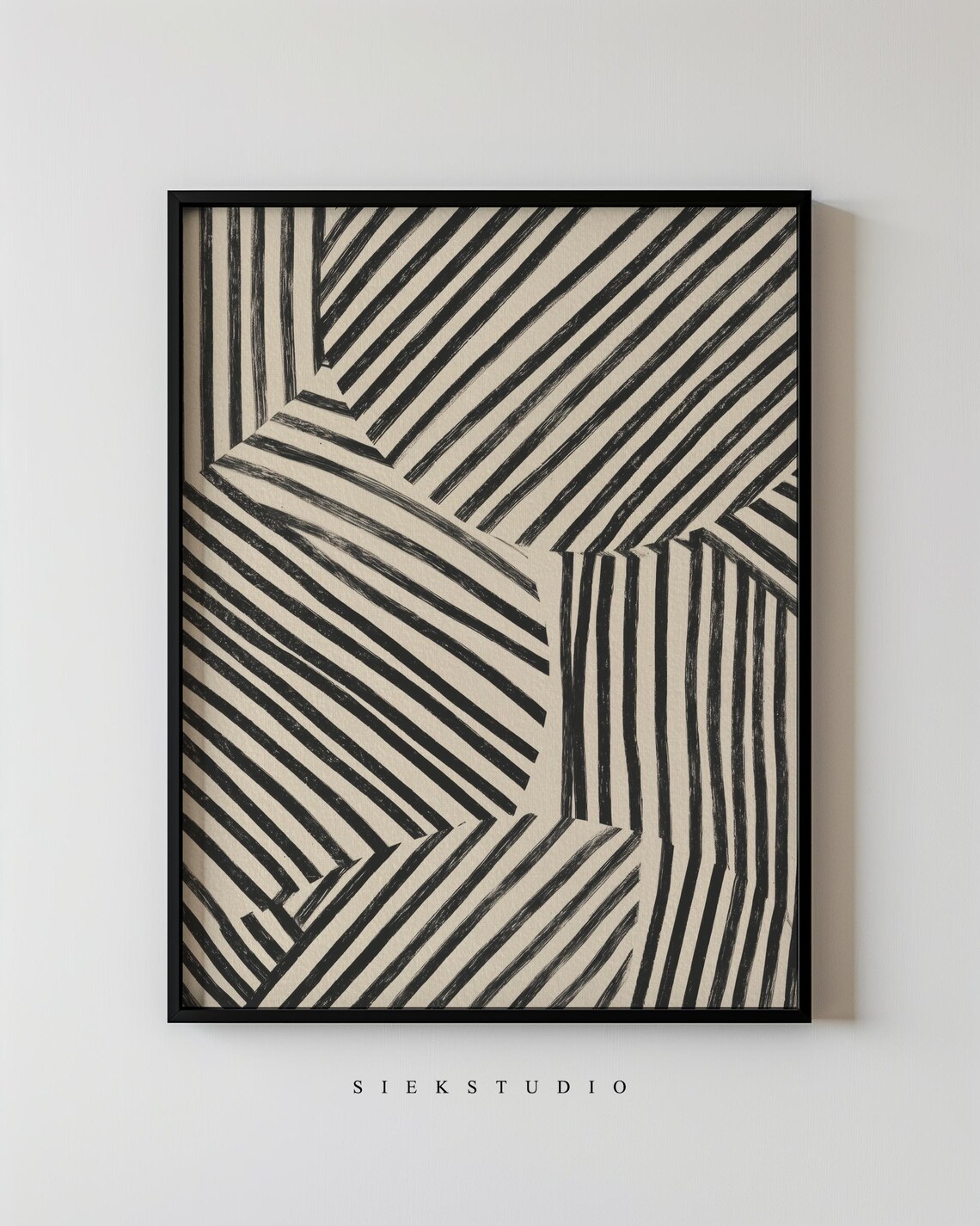 Modern Abstract Black Stripes Line Art, Minimalist Pattern
