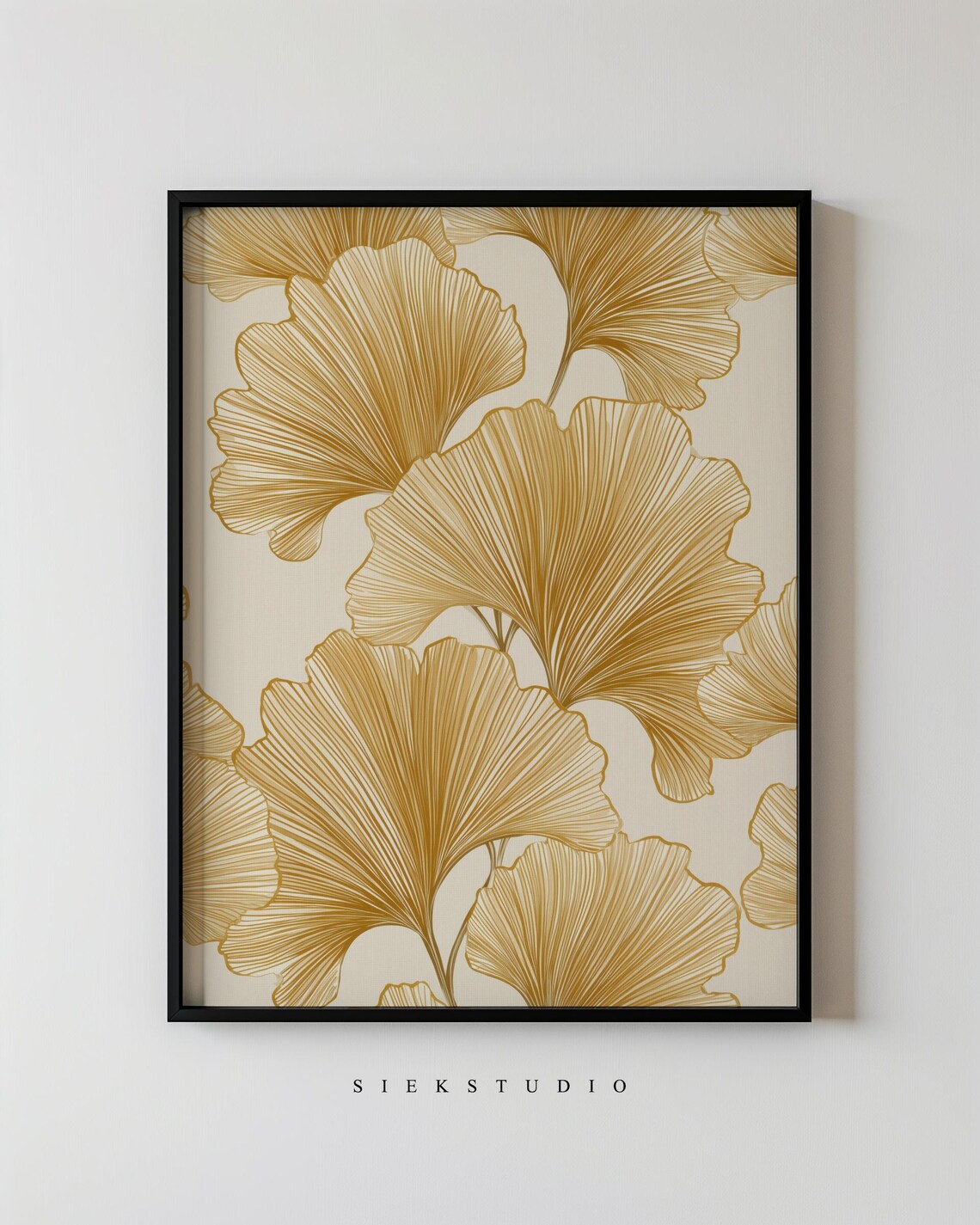 Abstract Botanical Ginkgo Leaf Art Print, Minimalist