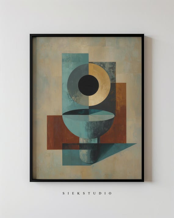 Abstract Mid Century Geometric Neutral Colored Modern Minimalist Shapes Wall Art Contemporary Home Decor Artwork 268