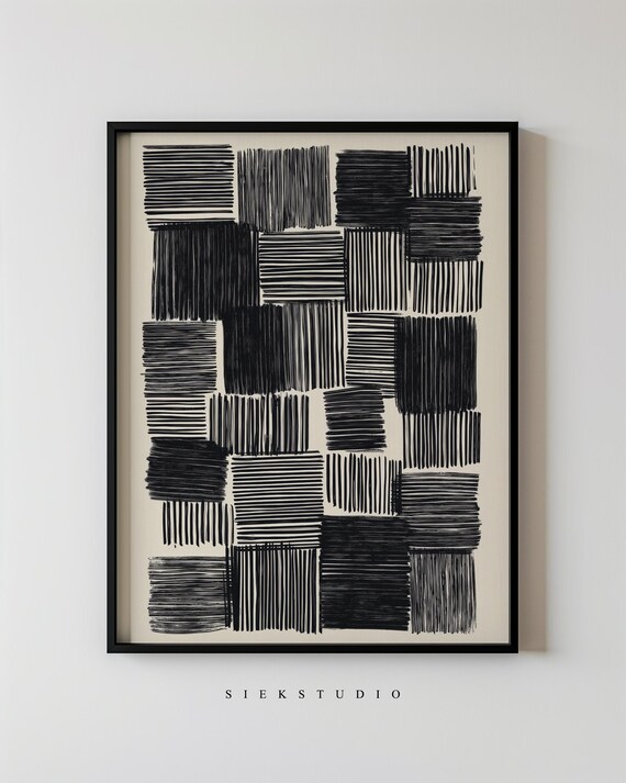 Modern Abstract Shapes Line Blocks Wall Art Print