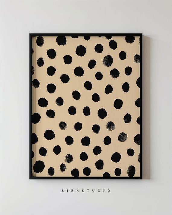 Minimalist Dot Painting Abstract Black Circle Pattern Art Modern Beige Textured Contemporary Wall Home Decor For Living Room 74