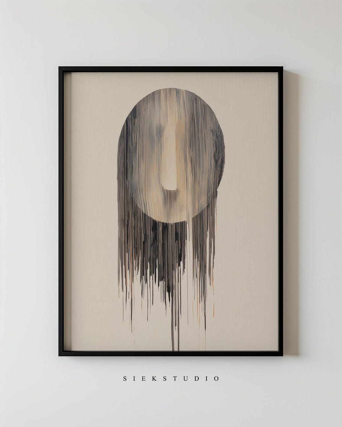 Dripping Paint Abstract Portrait Beige Modern Minimal Wall Art