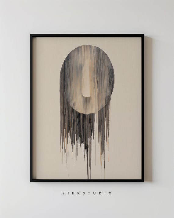 Abstract Face Art Minimalist Portrait Modern Figure Wall Neutral Line Artwork Contemporary Silhouette Decor