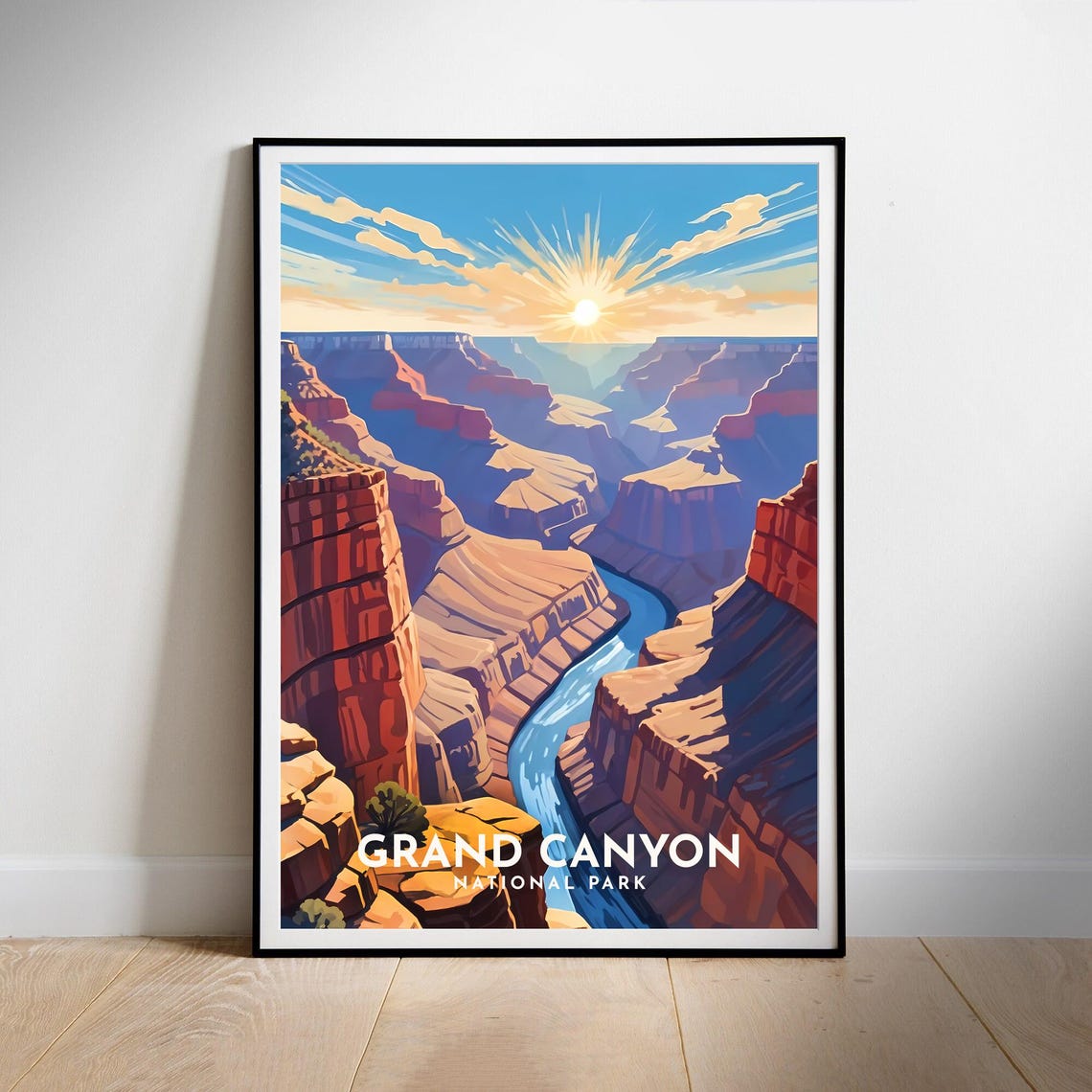 Grand Canyon Sunrise River Bend Desert Cliffs National Park Poster