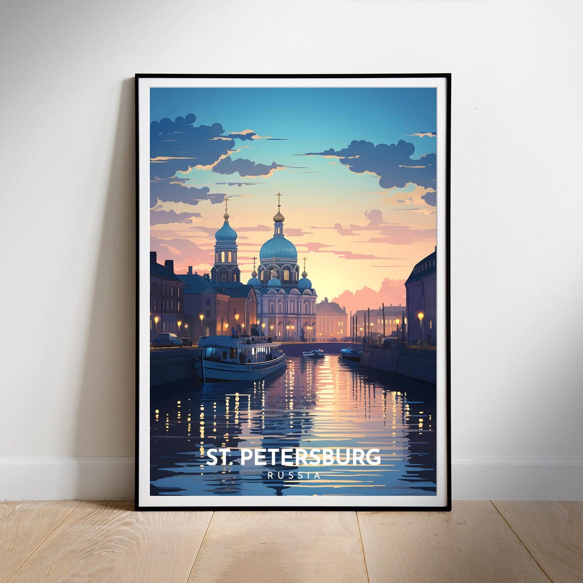 St. Petersburg Russia Twilight Canal Nevsky Domed Cathedral Poster