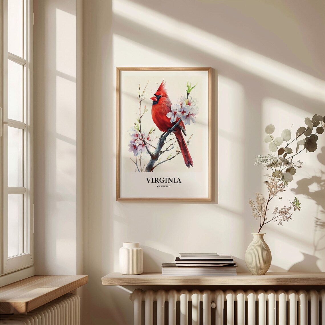 Virginia State Bird Art Print, State Flower Wall Art - Image 3