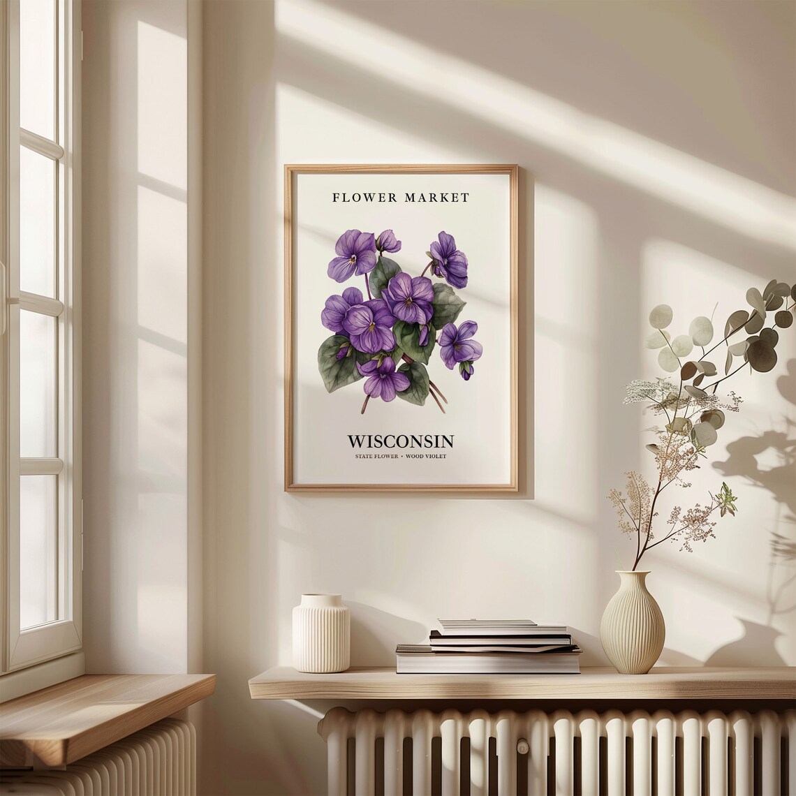 Wisconsin State Flower, Wood Violet Botanical Art Print - Image 3