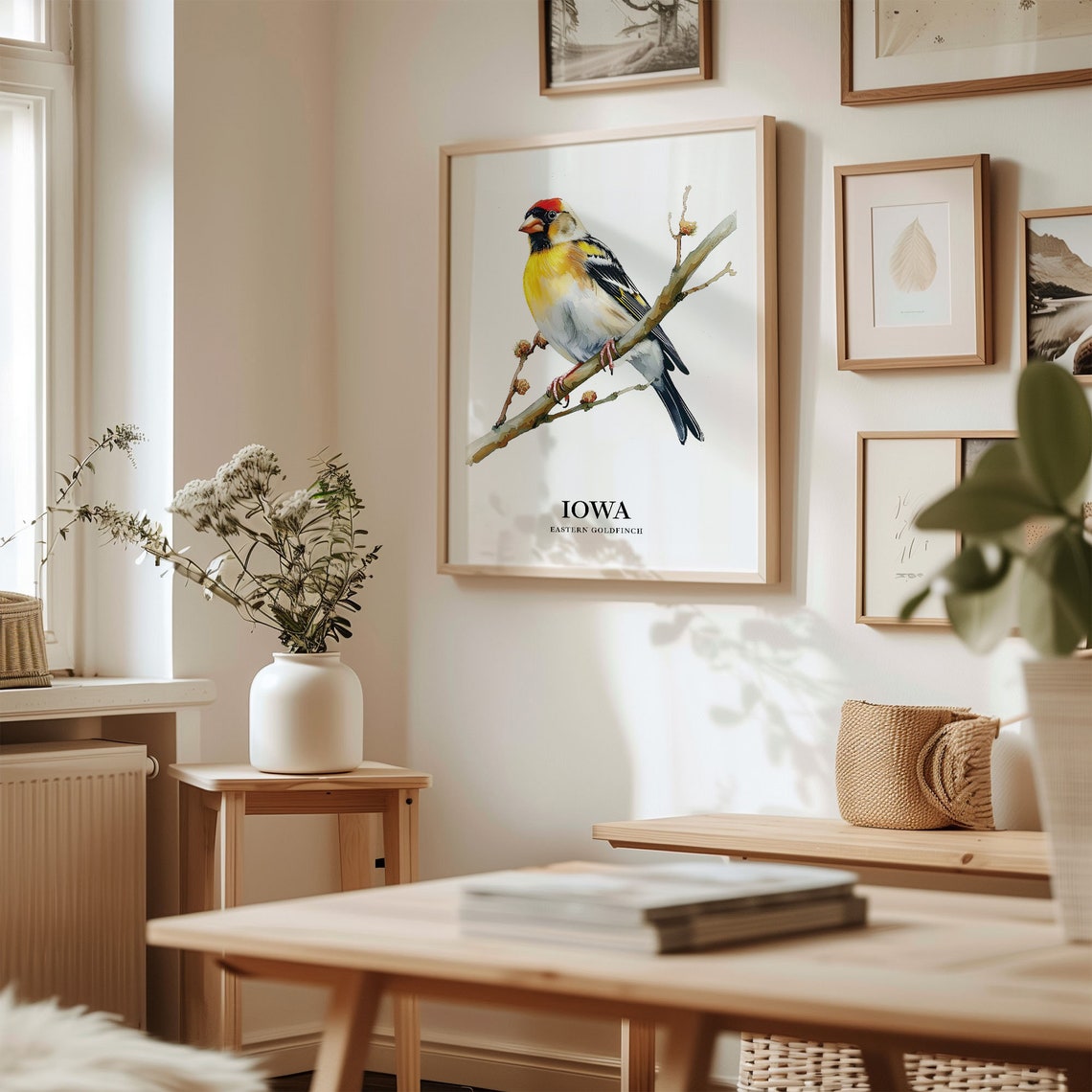 Eastern Goldfinch Iowa State Bird Watercolor Illustration Poster - Image 2