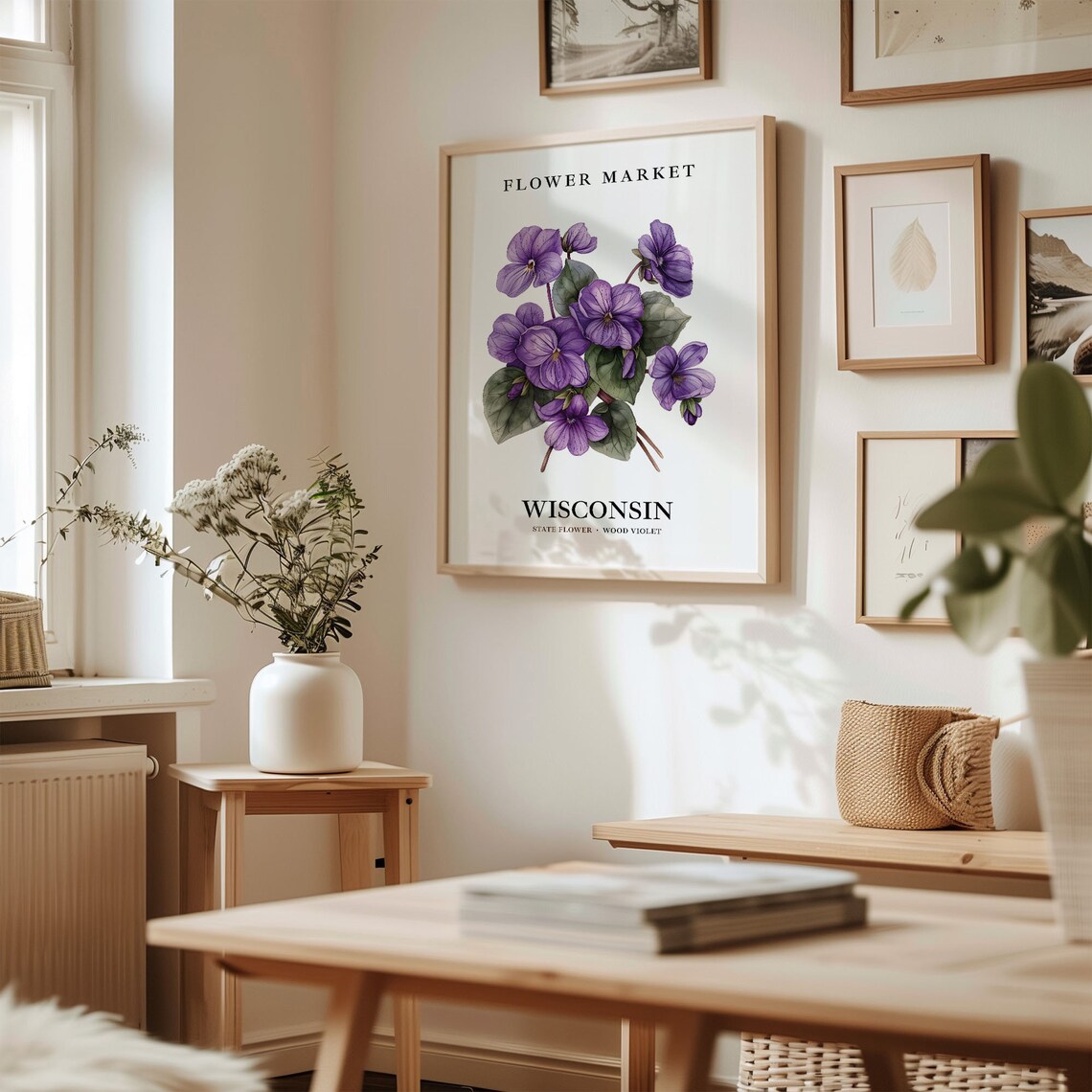 Wisconsin State Flower, Wood Violet Botanical Art Print - Image 2