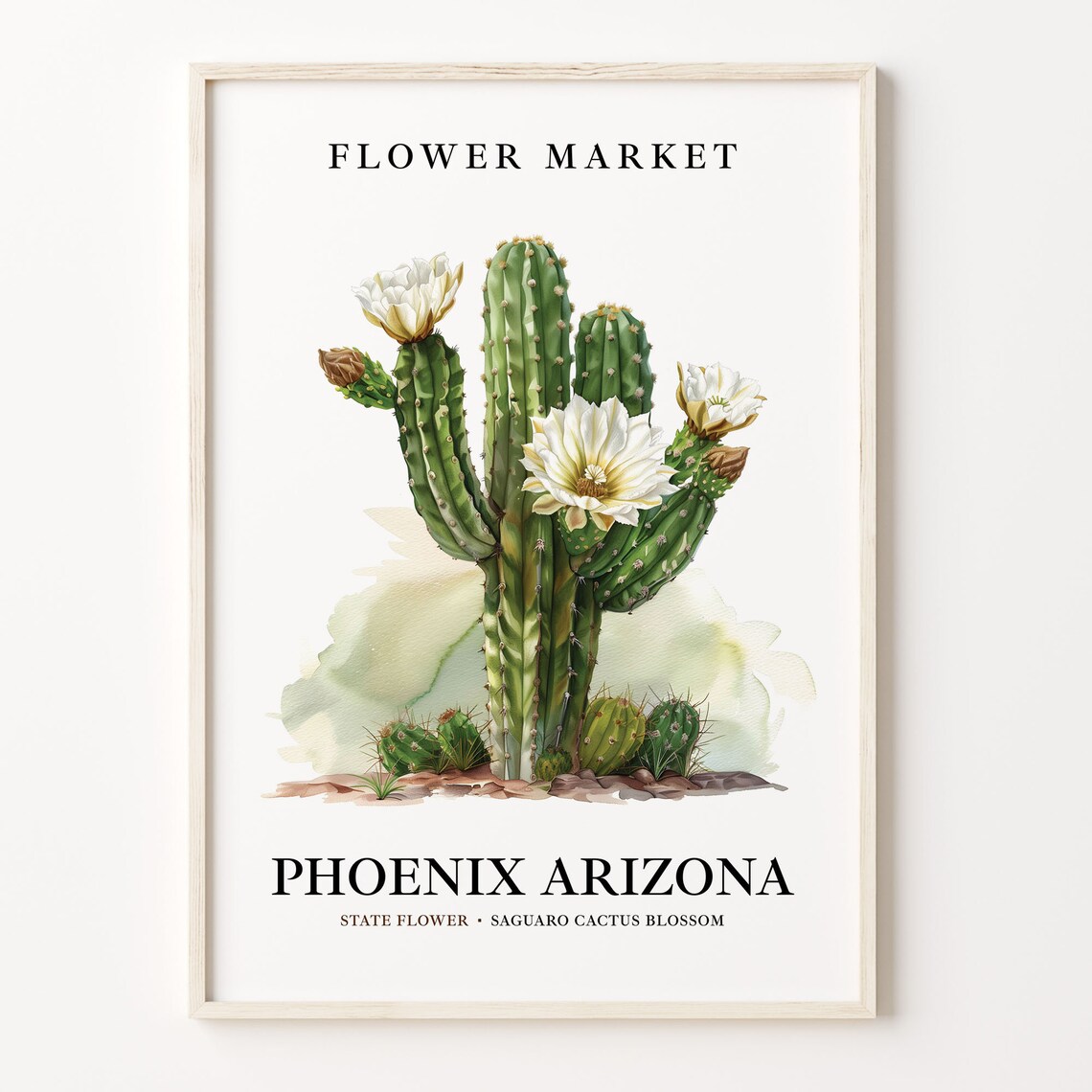 Phoenix Arizona Flower Market Botanical Pastel Art Print