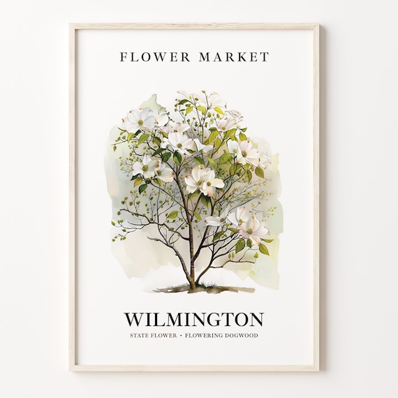 Wilmington Flowering Dogwood State Botanical Flower Market Poster