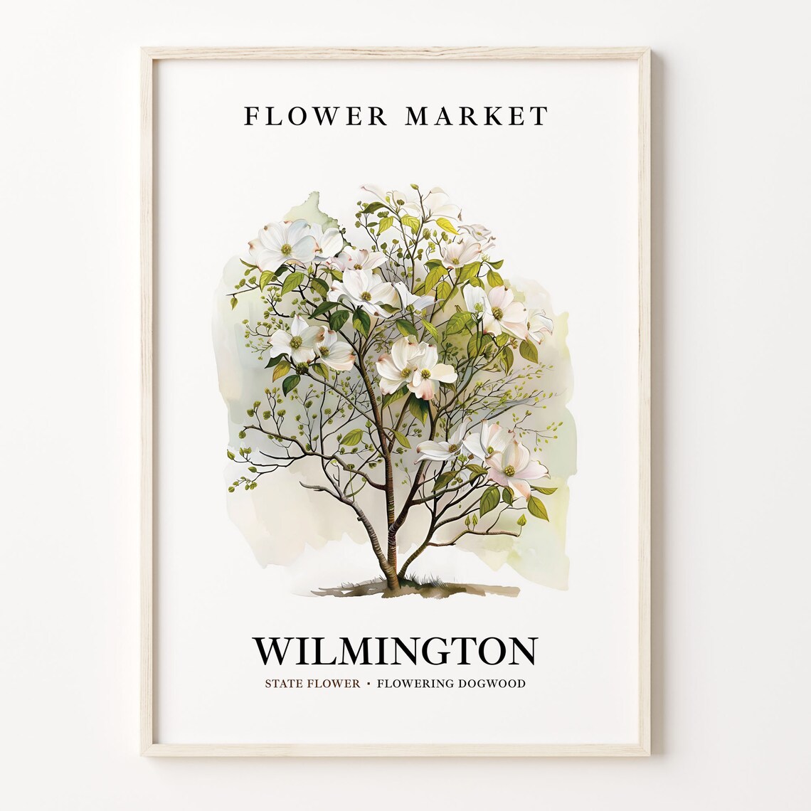 Wilmington Flowering Dogwood State Botanical Flower Market Poster