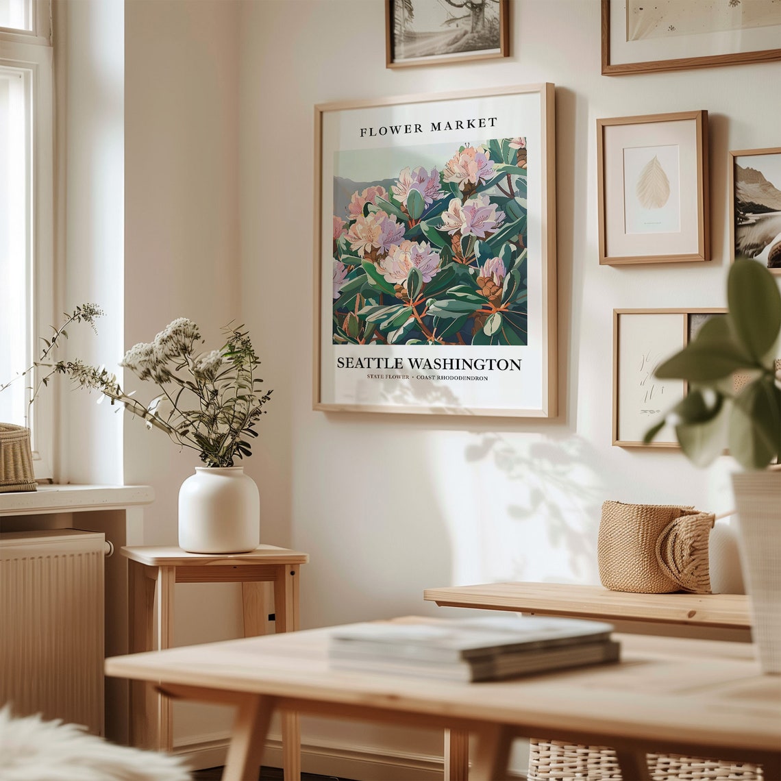 Seattle Coast Rhododendron Bloom Botanical Flower Market Poster - Image 2