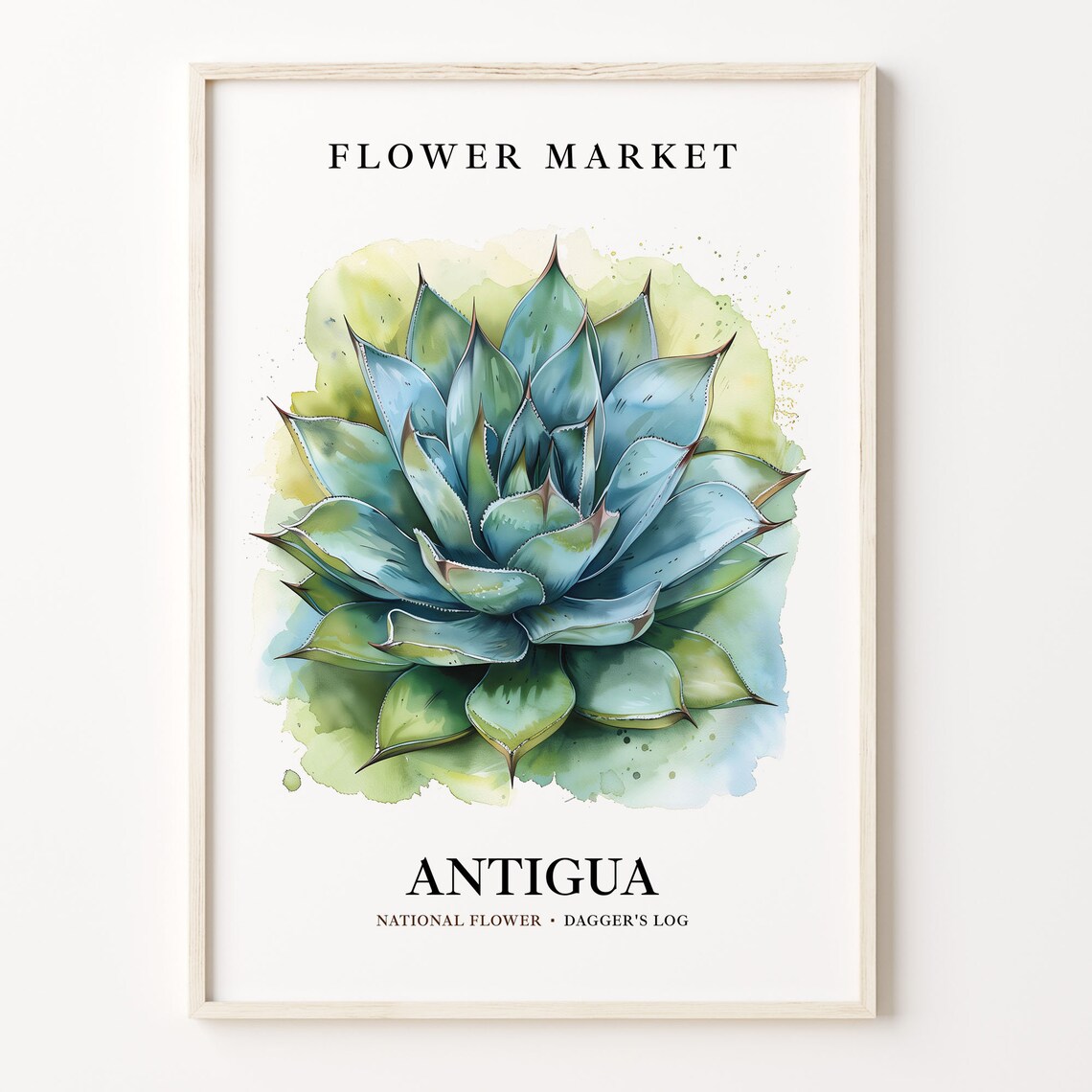 Antigua Dagger's Log Flower Market National Flower Art Poster