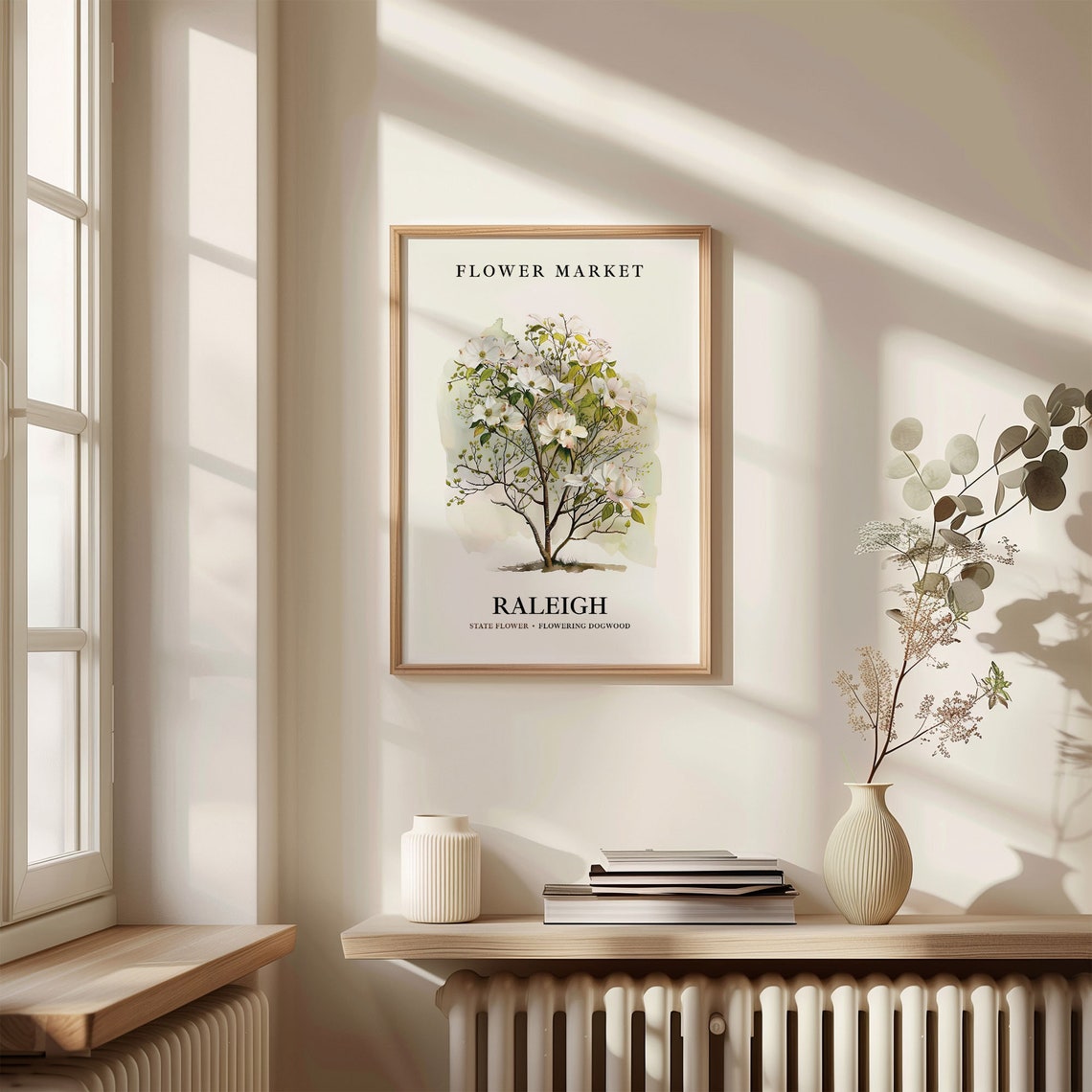 Raleigh Flowering Dogwood State Botanical Flower Market Poster - Image 3