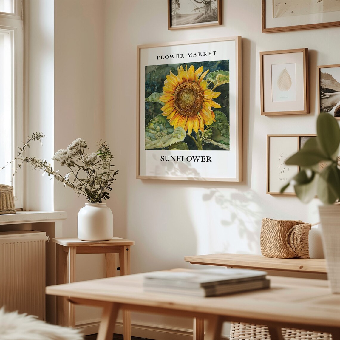 Sunflower Wall Art Pastel Floral Art Print - Image 2