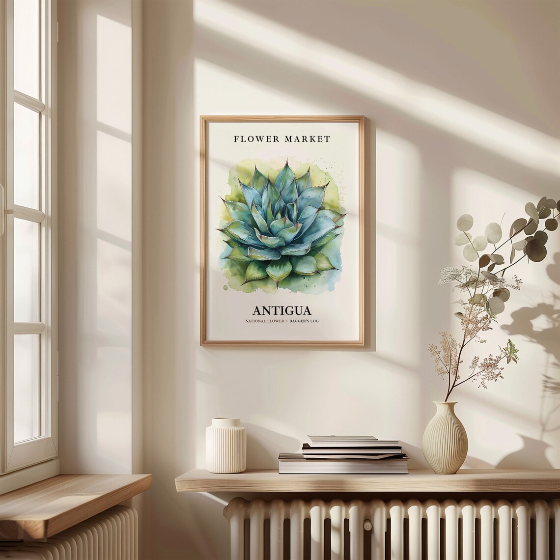 Antigua Dagger's Log Flower Market National Flower Art Poster - Image 3