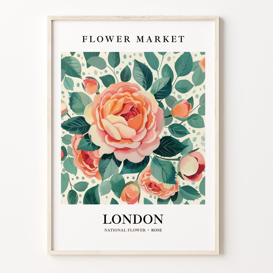 London England Flower Market, Vintage Botanical Art Print
