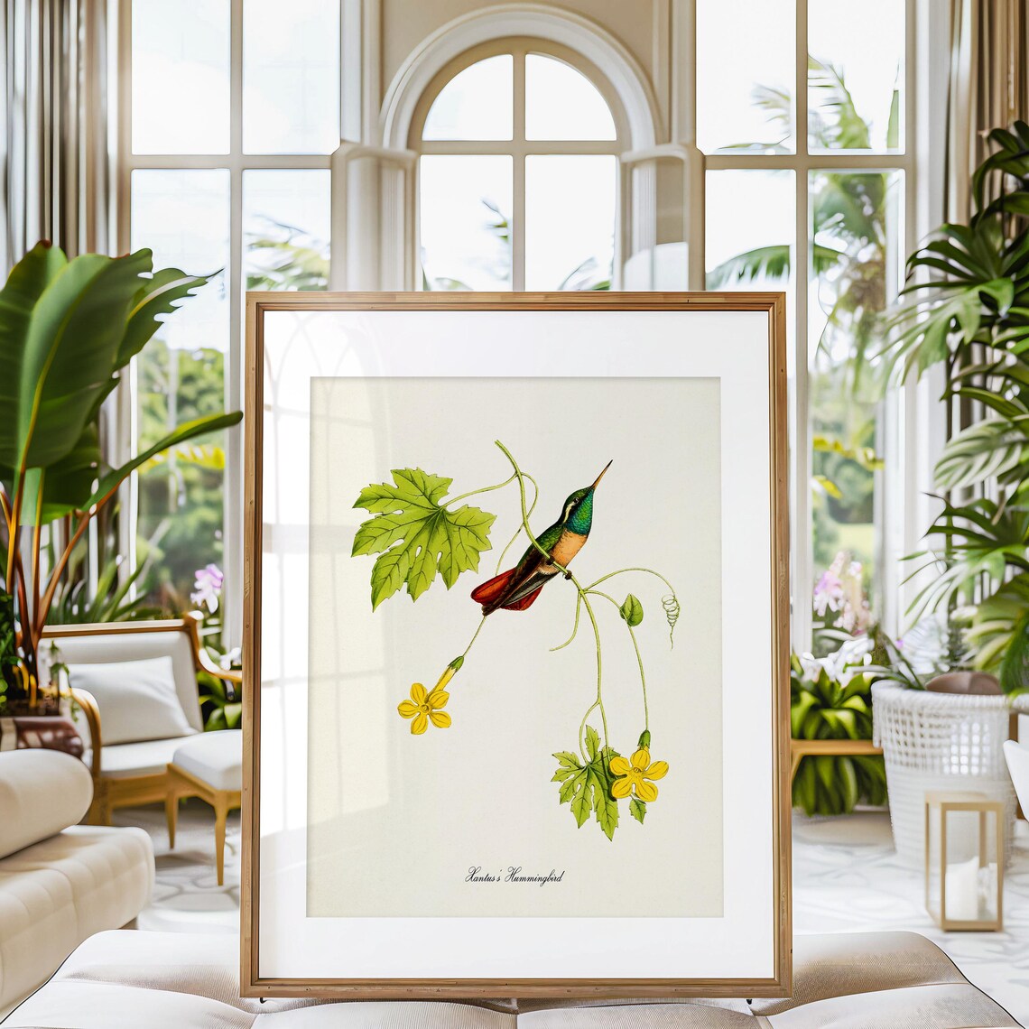 Hummingbird Print Bird Wall Art Print Bird Art Bird Poster Flower Art Floral Garden Xantuss Hummingbird Art Green Red - Image 3