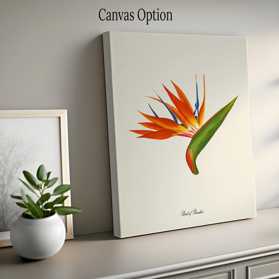 Bird Of Paradise Flower Art Print Botanical Art Print Flower Wall Art Flower Print Floral Print Yellow Flower Yellow Orange Flower Art - Image 2