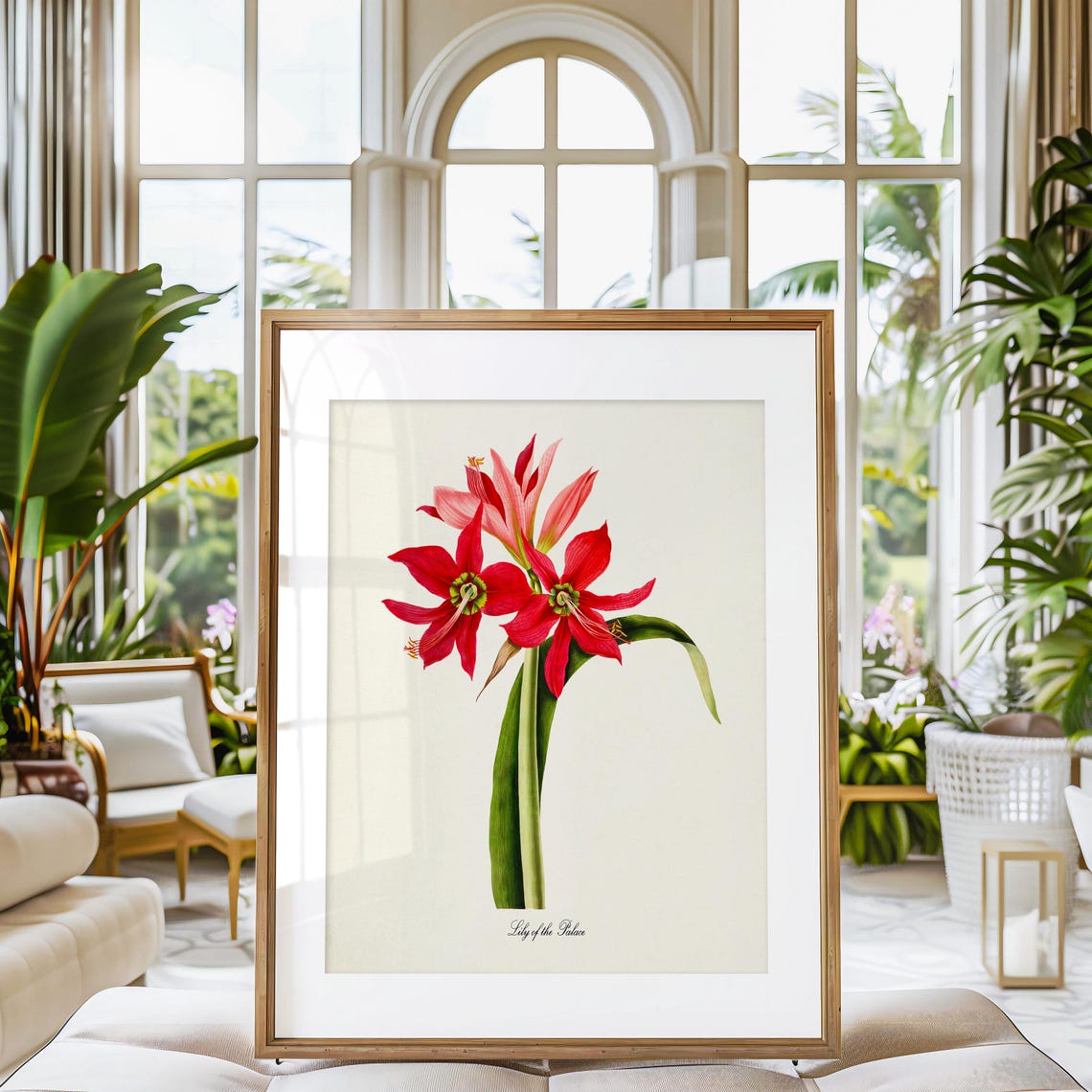 Lily Of The Palace Flower Art Print Botanical Art Print Flower Wall Art Flower Print Red Flower Art Print Home Decor Amaryllis - Image 3