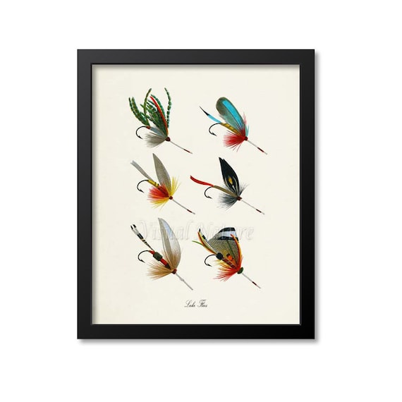 Lake Flies Fly Fishing Art Print, Lake Wall Decor