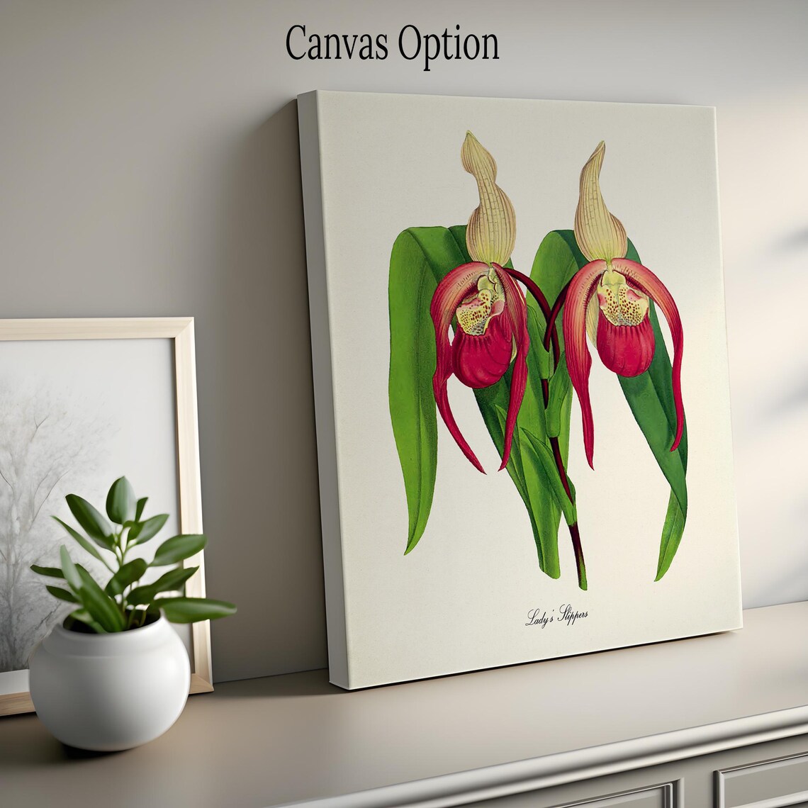 Lady's Slippers Botanical Art Print, Floral Decor - Image 2