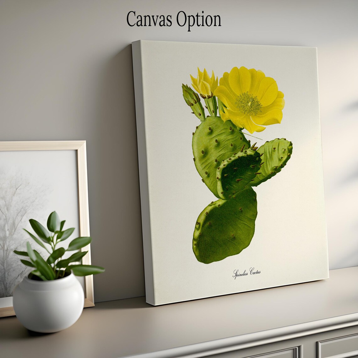 Spineless Cactus Botanical Art Print, Green Yellow - Image 2
