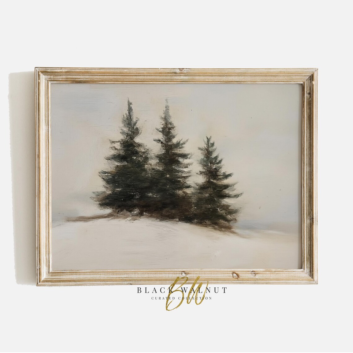 Minimalist Winter Evergreens Three Dark Pines Snow Neutral Wall Poster - Image 2