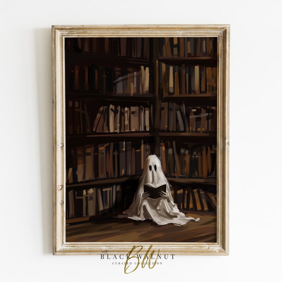 Ghost Print Vintage Library Ghost Art Print