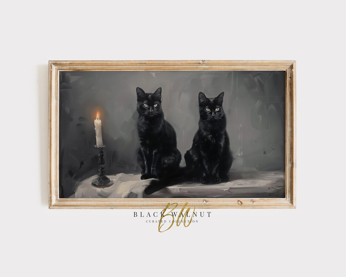 Halloween Black Cats Vintage Style Art Print
