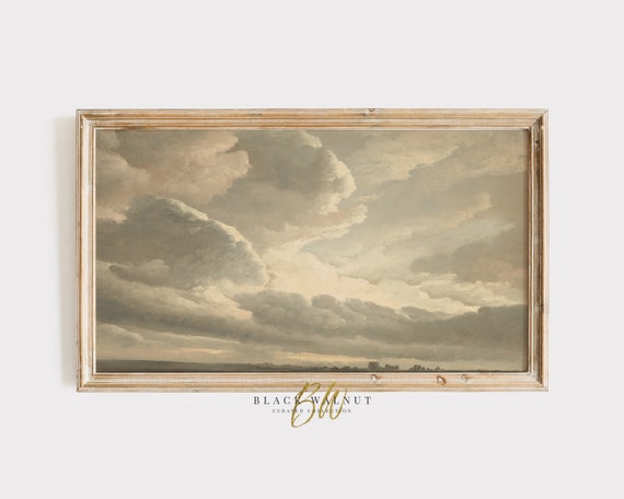 Frame Tv Art Cloud Painting Vintage Oil Painting French Farmhouse French Country Neutral Painting