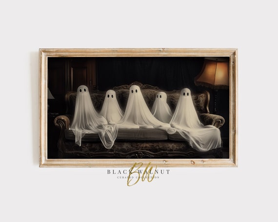 Frame Tv Ghost Art Halloween Painting Cute Ghost Family On Couch Frame Tv Halloween Decor Tv Screensaver Instant