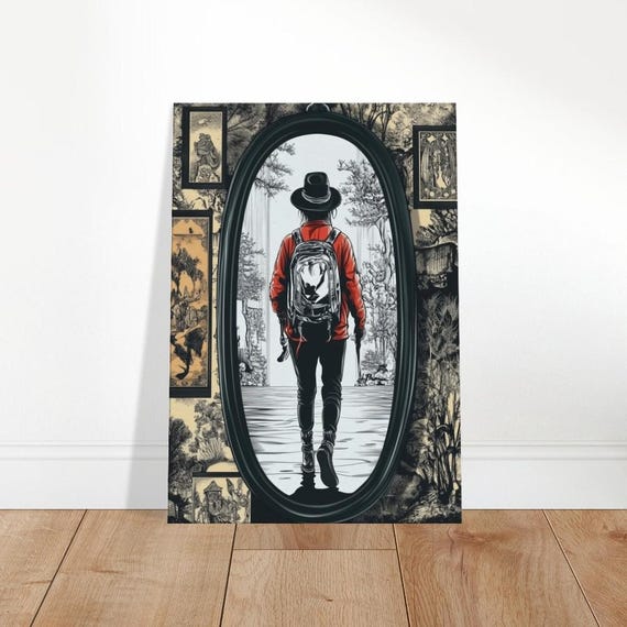Wanderlust Journey Canvas Art Global Traveler Wall Decor Vintage Adventure Portrait Aigenerated Cultural Home