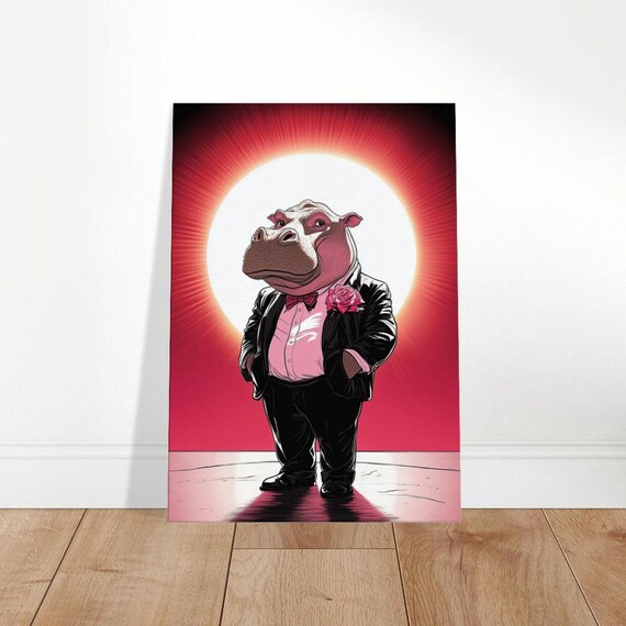 Dapper Hippo Canvas Art Animal In Suit Quirky Home Decor