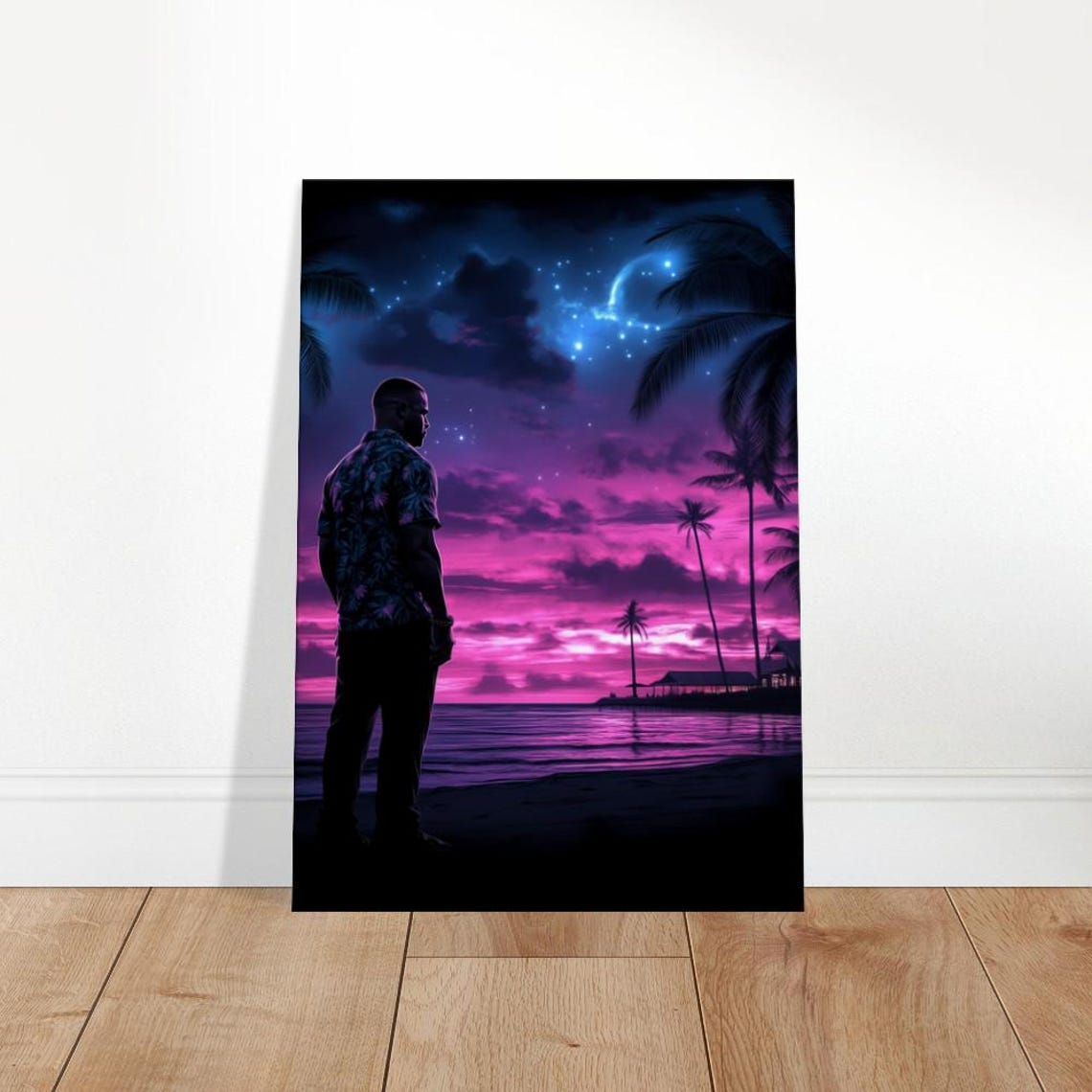 Neon Sunset Beach Canvas Art Modern Tropical Wall Decor The Contemporary Collection