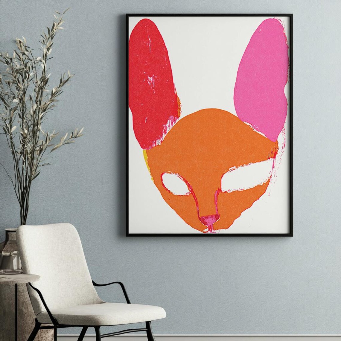 Abstract Sphynx Cat Orange Minimalist Face Poster for Modern Cat Lover Decor - Image 2
