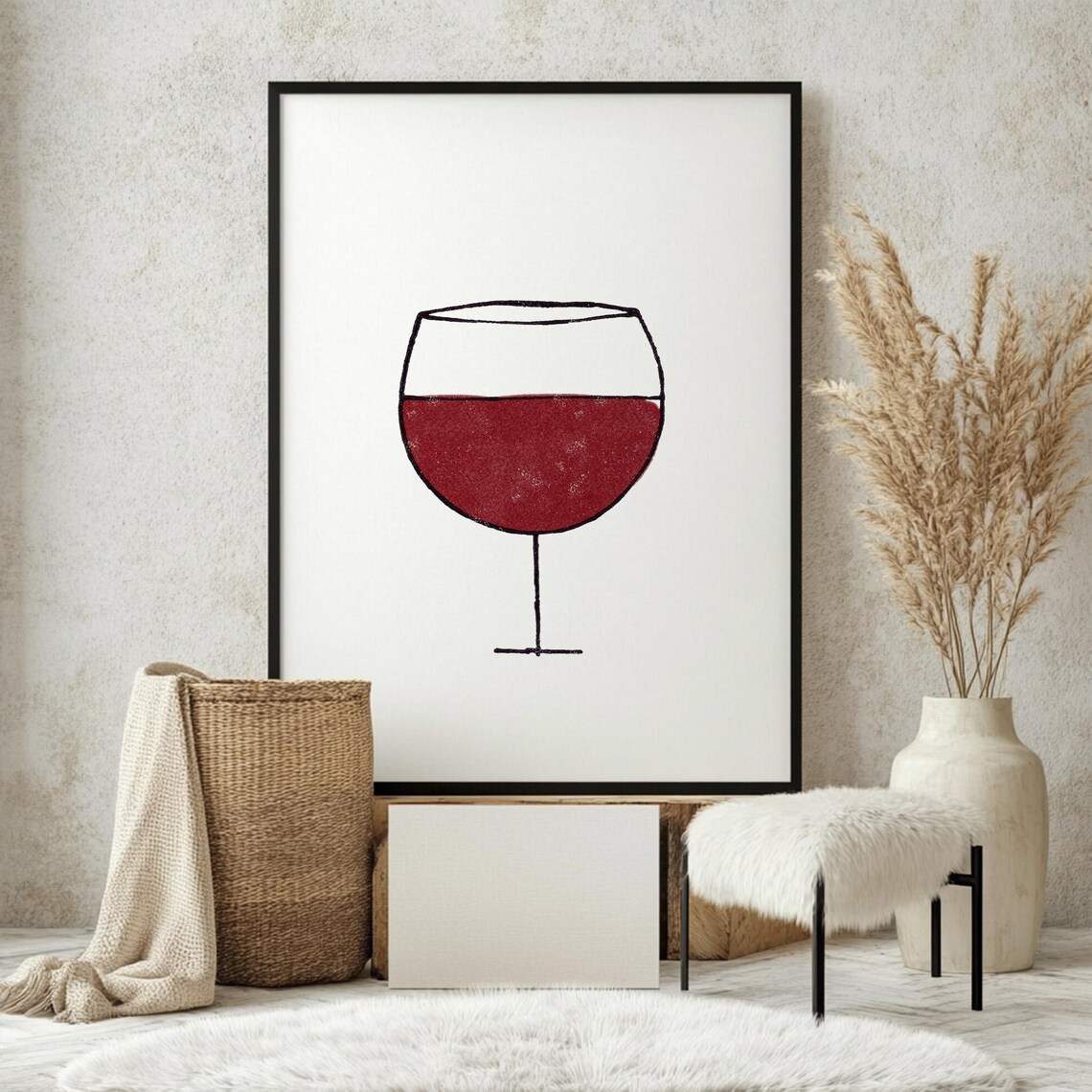 Minimalist Red Wine Glass Line Art Poster for Dining Room and Bar Decor - Image 2