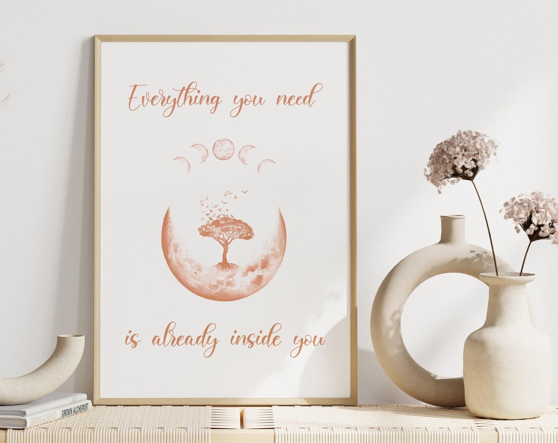 Everything You Need Is Already Inside You Moon Phase Quote Poster