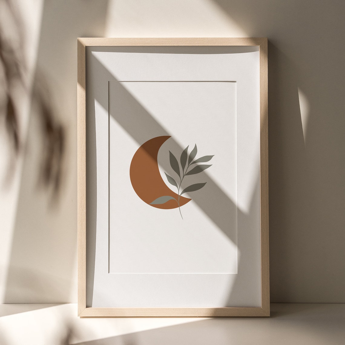 Crescent Moon Botanical Boho Rust Minimalist Decor Art Poster - Image 2