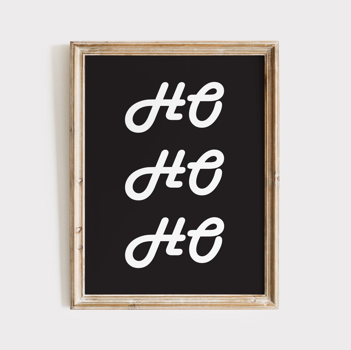 Playful Retro Ho Ho Ho Script Lettering Black Christmas Poster
