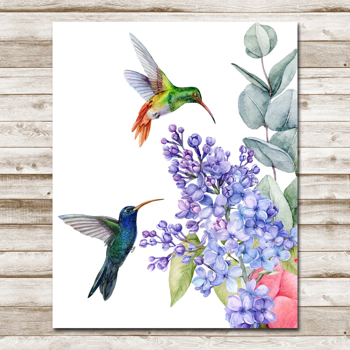 Hummingbird Hummingbird Sign 5x7 8x10 11x14 16x20 French Country Decor Floral Sign Watercolor Lilacs Eucalyptus Wall Art Diy Decor - Image 4