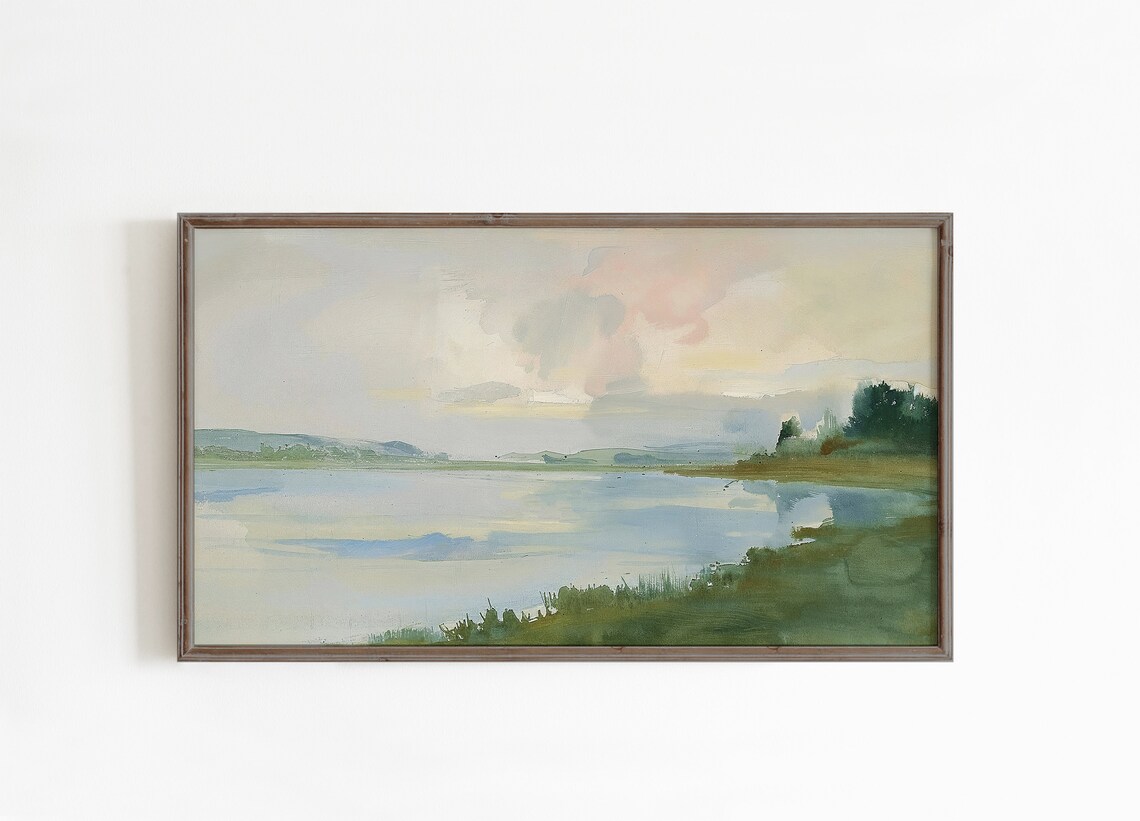 Summer Green Landscape With Lake Art Print - Image 3