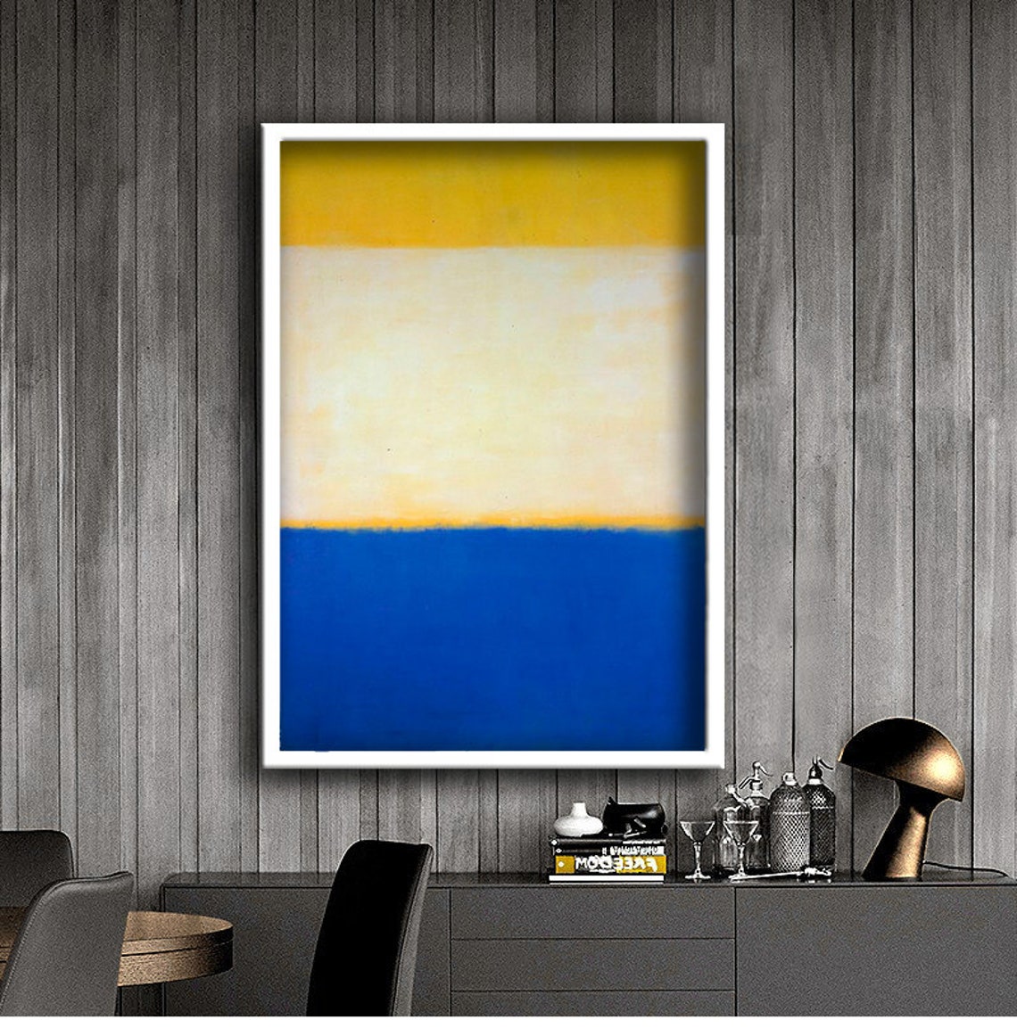 Mark Rothko Style Yellow White Blue Color Field Abstract Wall Poster - Image 2
