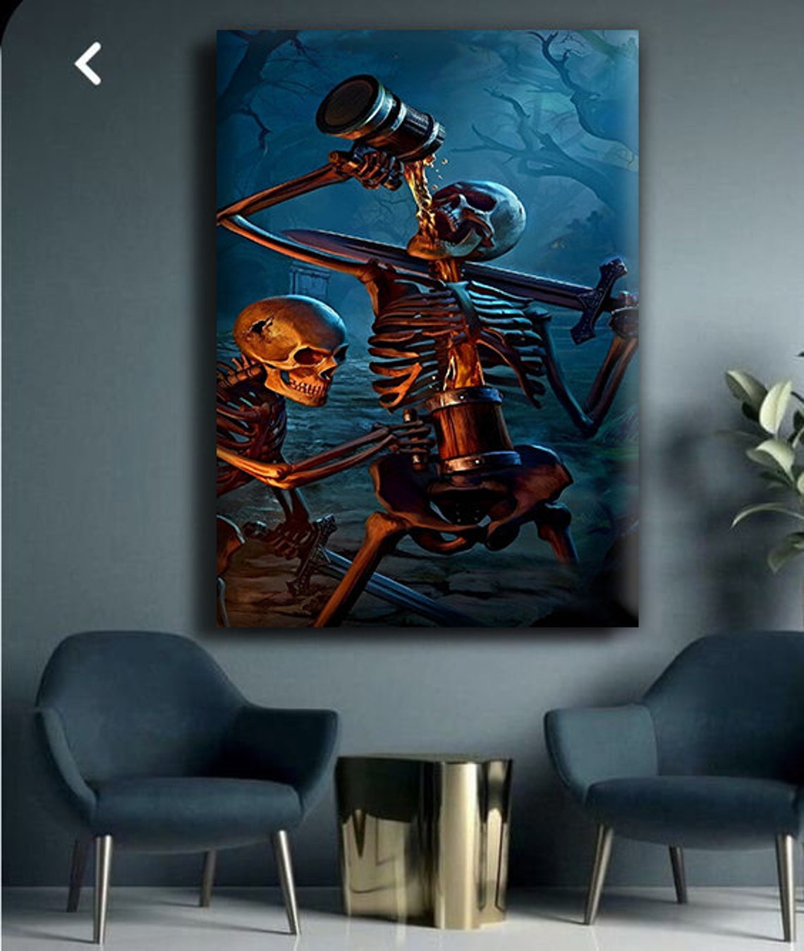 Drunk Skeletons Drinking Beer Moonlit Forest Fantasy Art Poster - Image 3